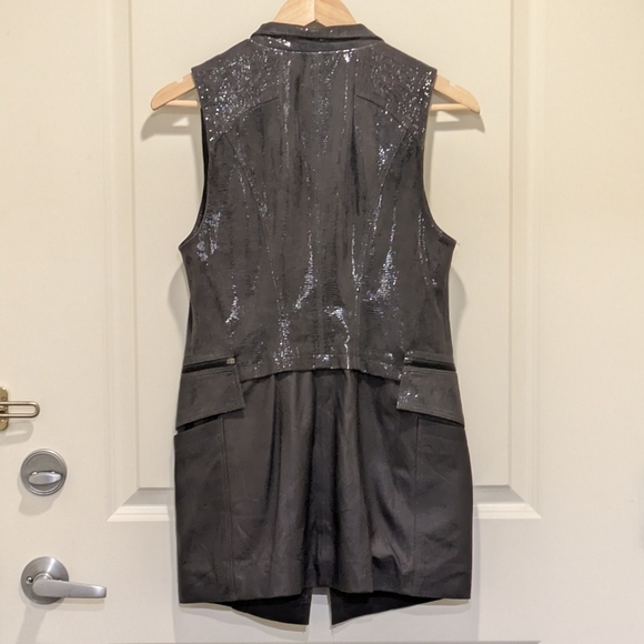 EUC A+G Basic S Dark Grey Genuine Leather Moto Vest - SEE SIZE NOTES - Picture 3 of 12